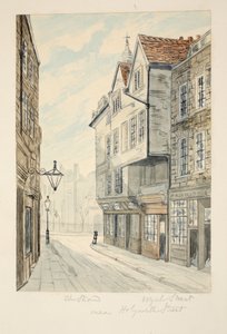 Wych Street、The Strandの外、パブ。 C. 1840 作： George Cruikshank