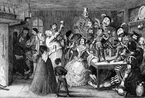 Xit、現在はNarcissus le Grand卿、1840年の結婚式の日に友人を楽しませました。 作： George Cruikshank