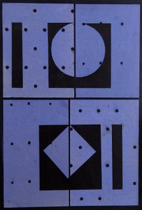 コラージュ、ブルーメルカート、2004年（カードと紙） 作： George Dannatt