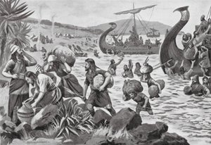 フェニキア人によるキプロスの植民地化（リトグラフ） 作： George Derville (after) Rowlandson