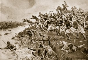 エランダンの戦い、西暦825年、「ハッチンソンのイギリス国民の物語」、1920年頃のイラスト 作： George Derville Rowlandson