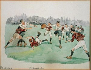 12月の月日ラグビー（ペン＆インク、水彩、紙） 作： George Derville Rowlandson