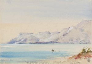 1878年2月25日、西を見るボルディゲーラの駅から（紙にトイレ） 作： George Douglas Tinling