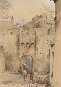 1877年サンレモ旧市街の頂上にある門（紙にトイレ）