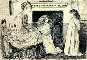 子供のイラスト（紙に黒インク） 作： George du Maurier
