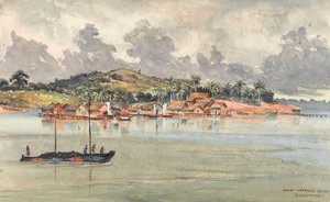 Inner Harbour、S Side、Singapore、c.1859-62（水彩） 作： George E.L.S. Sanford