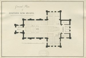 Stafford - クライストチャーチのグランドプラン：ペンとインクのドローイング、nd [c 1838] （図面 作： George E. Hamilton