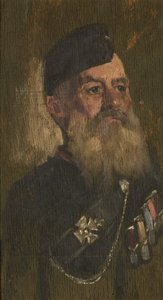 ライフル隊員J.フィッシャーの肖像」 1920年頃 （パネルに油彩 作： George Edmund Butler