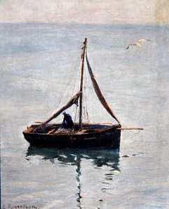網を繕う」1910年頃（油彩・キャンバス） 作： George Edward Robertson