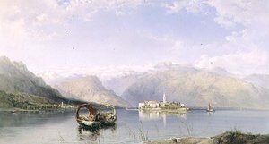 マッジョーレ湖畔のイゾラベッラから見たペスカトーレ島 作： George Edwards Hering