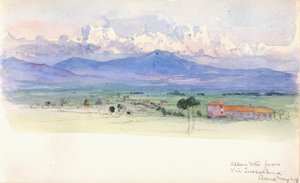 トゥスコラーナ通りから見たアルバン山脈、ローマ、1900 年。 作： George Elbert Burr