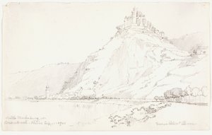 ライン川、ブラウバッハのマルクスブルク城 作： George Elbert Burr