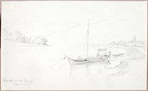 キャンプ地のライン川 作： George Elbert Burr