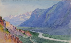 サルヴァリへの道からのローヌ、スイス、1898年。