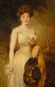 白いドレスを着た女性の肖像1909