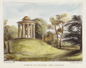 チャールズハルマンデル（1789-1850）によって彫刻された1820年（手描きのリソ）の彫刻が施された、太陽の神殿、樹木園、キューガーデン、プレート20（Kew Gardens：A Series of Twenty-Four Drawings of Stone）