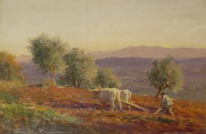 ヴァージルが歌った場所、男の耕作、1912 作： George Faulkner Wetherbee
