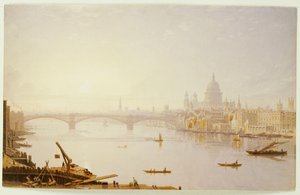 ロンドン橋からのサザークブリッジとセントポール大聖堂 作： George Fennel Robson