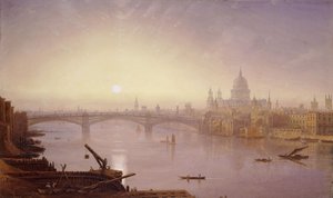 サザークブリッジとセントポール大聖堂のロンドンブリッジ：夕方 作： George Fennel Robson