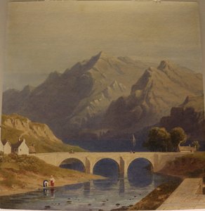 フォート・オーガスタスからの眺め、カレドニアン運河、1830年頃（紙に水彩画） 作： George Fennel Robson