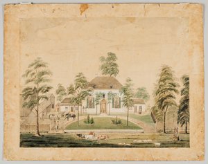パークハウス、イリノイ州アルビオン、1816年（紙にトイレ） 作： George Flower