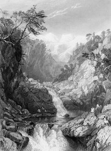 「ジュムナ川源流付近の眺め」、1838 年。 作： George Francis White