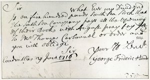 ヘンデルが書いた手紙、1716年6月 作： George Frederick Handel