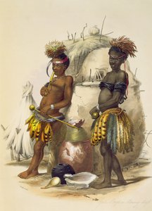 ダビヤキとウパパジ、ダンスドレスのズールー族の男の子、「カフィルズイラストレイテッド」のプレート17、1849