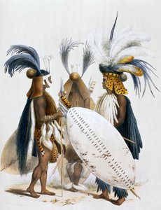 「パンダ王軍のズールー兵」、1849 年 作： George French Angas