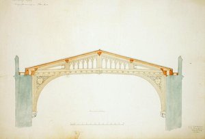 ニュー・カレッジ・オックスフォードホールの新しい屋根のデザイン 作： George Gilbert Scott
