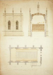 ニュー・カレッジ・オックスフォード新ホールの屋根のデザイン 作： George Gilbert Scott