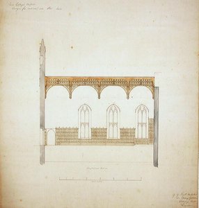 ニュー・カレッジ・オックスフォード新ホールの屋根のデザイン 作： George Gilbert Scott