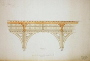 ニュー・カレッジ・オックスフォード新ホールの屋根のデザイン 作： George Gilbert Scott