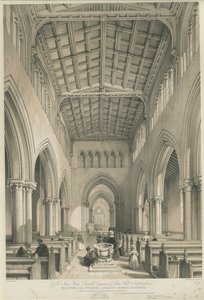 スタッフォード-聖マリア教会の内部：着色リトグラフ、nd [c 1841] 作： George Gilbert Scott