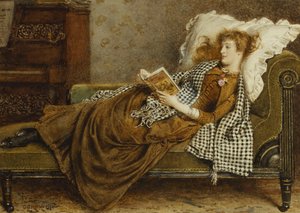 インテリアで読書するお嬢様 作： George Goodwin Kilburne
