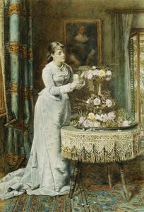 フラワーアレンジメント、1878 作： George Goodwin Kilburne
