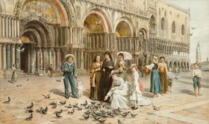 聖マルコの鳩、ベニス、イタリア、1876 作： George Goodwin Kilburne