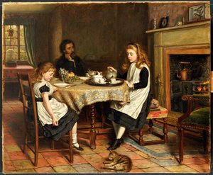 炉辺はありません...、1874 作： George Goodwin Kilburne