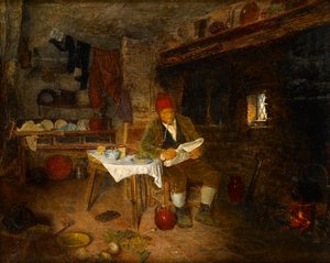 素朴な家：ニュースを読む、1855 作： George Hardy