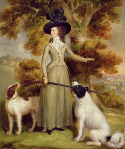 銃と射撃犬を連れたエフィンガム伯爵夫人、1787年