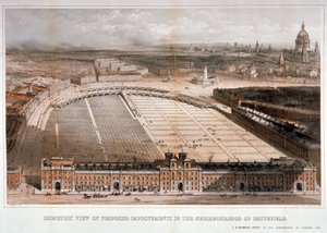 スミスフィールド マーケット、ロンドン市、1851 年 作： George Hawkins