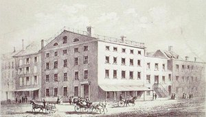 ブロード・ストリートとピール・ストリートの角にある「フラウンス・タバーン」（ニューヨーク市 作： George Hayward