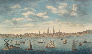 北アメリカのペンシルベニア州フィラデルフィア市の東側展望図: ジャージーショアから撮影 作： George Heap