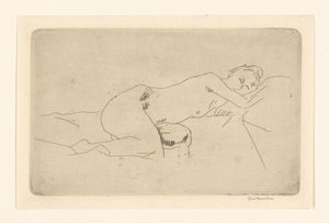 リクライニング女性ヌード 作： George Hendrik Breitner (signed by artist)