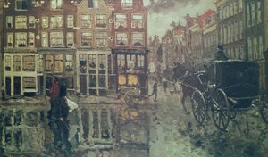 アムステルダムのライツェ広場の角（油） 作： George Hendrik Breitner