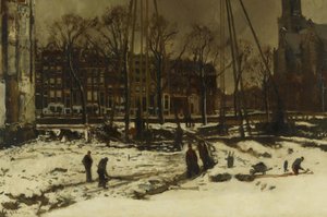 冬のラードハウス通りの突破口 作： George Hendrik Breitner