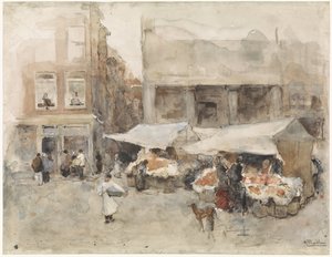 花屋のある市場 作： George Hendrik Breitner