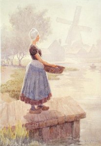 オランダのフィッシャーガール（紙に水彩） 作： George Henry Alan Brown