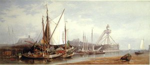 オランダの漁港（水彩・紙） 作： George Henry Andrews
