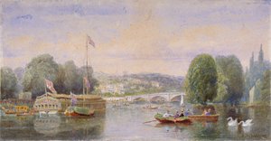 遠くにリッチモンド橋とリッチモンド・ヒルがあるテムズ川、ロンドン、1867年 作： George Henry Andrews